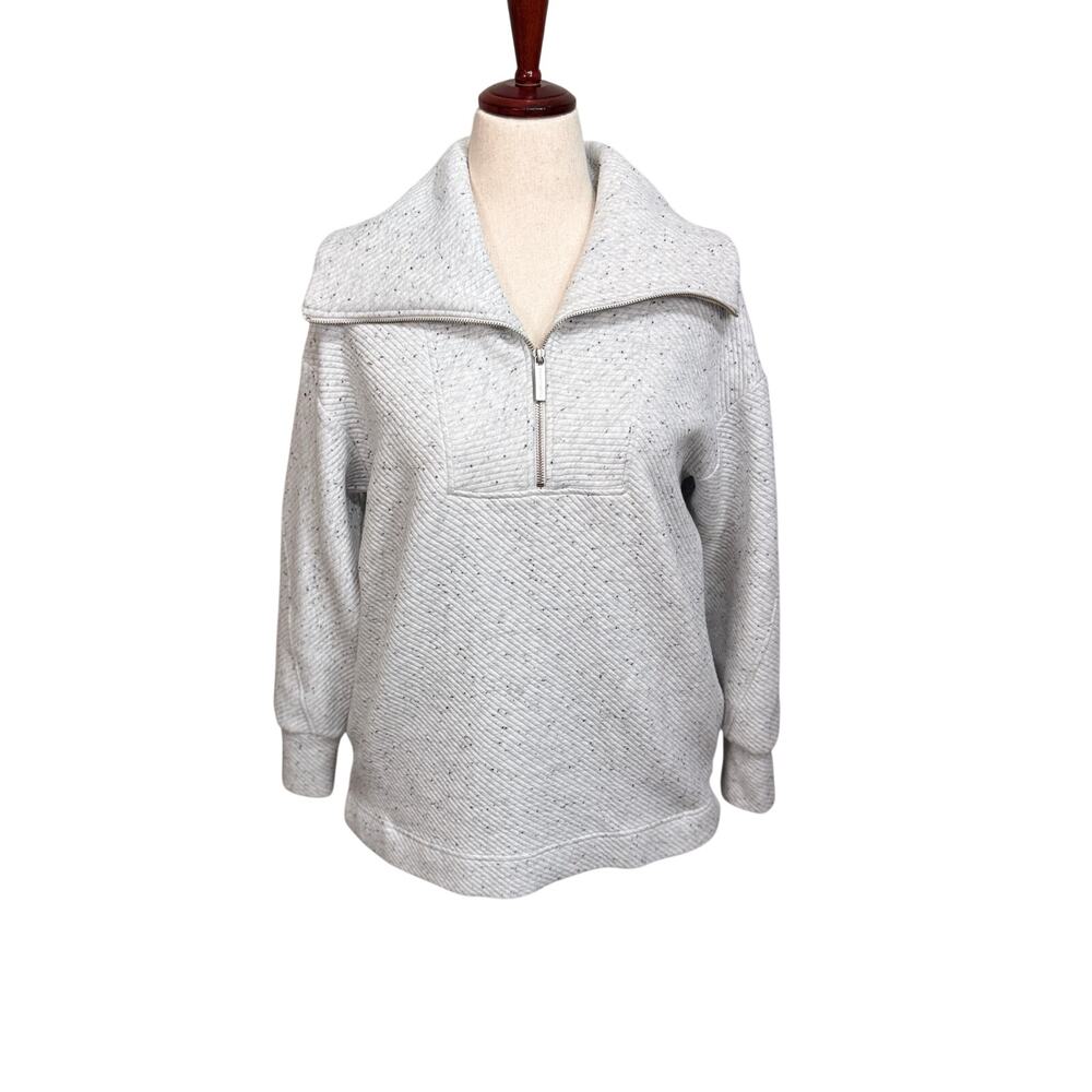 Sweaty Betty Radiant Half ZIp sweatshirt gray platter collar loose ribbed Sz 6